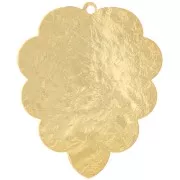 Pendentif feuille texturé 27x22.5 mm - Doré à l'or fin x1