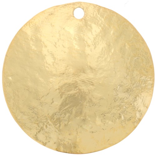 Pendentif rond texturé 20 mm - Doré à l'or fin x1