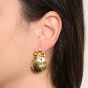 Pendentif rond texturé 20 mm - Doré à l'or fin x1