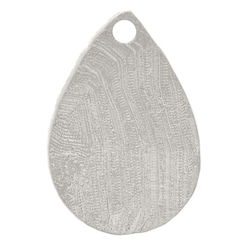 Breloque goutte texturée 13x9 mm - Rhodié x1