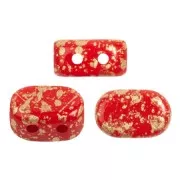 Perles en verre Lipsi® par Puca® 4x6 mm - Opaque Red Coral Gold Splash x10g
