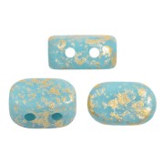 Perles en verre Lipsi® par Puca® 4x6 mm - Opaque Aqua Gold Splash Mat x10g