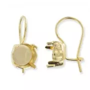 Crochets porte-cabochon 1028/1088 8 mm doré à l'or fin x2