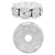 Perle rondelle Strass 8 mm Crystal en Argent 925 x1