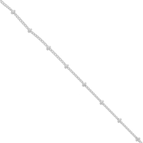 Chaîne maille Gourmette alternée (1x1) avec perles rondes 2 mm en Argent 925 x1m