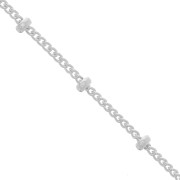 Chaîne maille Gourmette alternée (1x1) avec perles rondes 2 mm en Argent 925 x1m