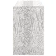 Pochette en papier 7x12 cm - motif lézard - Argenté - Blanc x1