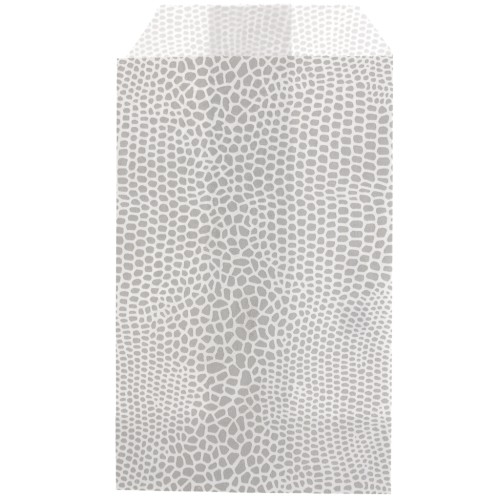 Pochette en papier 7x12 cm - motif lézard - Argenté - Blanc x1