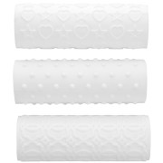 Set de 3 rouleaux de texture en plastique 100x34 mm pour pâte polymère - Blanc|raw }}