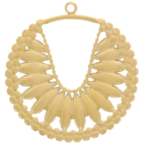 Pendentifs ronds ethniques 25 mm - Acier inoxydable 304L Doré x2