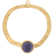 Pendentifs irréguliers martelés 35mm - cabochon plat 8 mm Acier inox 304 Doré x2