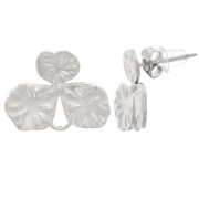 Clous d'oreilles fleurs texturées 14x18 mm - Acier inox 304L x2|raw }}