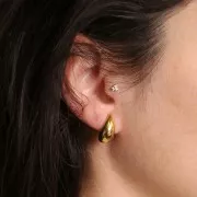 Boucles d'oreilles clips goutte à vis 18x8.5 mm - Acier inoxydable 316L Doré x2