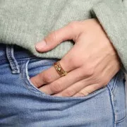 Bague large texturée réglable T54 à T56 pour cabochons 3 mm - Acier inox 304L x1