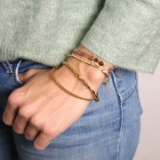 Bracelet jonc effet torsadé - réglable 3x190 mm - Acier inoxydable 304L Doré x1