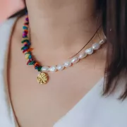 Perles chips 8 - 11 mm en pierre gemme  - Aventurine x80cm