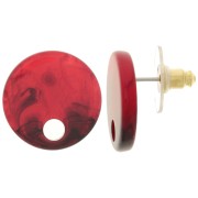 Clous d'oreilles ronds 18 mm en acrylique - Marbré Bordeaux x2|raw }}