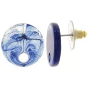 Clous d'oreilles ronds 18 mm en acrylique - Marbré bleu foncé x2