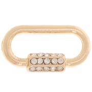 Intercalaire ovale imitation fermoir 18x9.5 mm avec oxydes de zirconium - Doré x1|raw }}