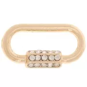 Intercalaire ovale imitation fermoir 18x9.5 mm avec oxydes de zirconium - Doré x1