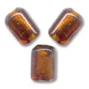 Perles cylindres Feuille d'Argent 11x8 mm Dark Topaz x4