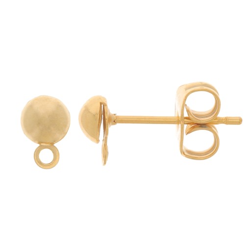 Clous d'oreilles demi-boule 4 mm - Doré à l'or fin x20