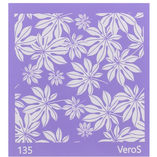 Silk Screen VeroS pour pâte polymère 90x90 mm - Motif feuilles d'Aralia n°135 x1