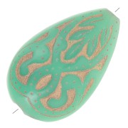 Perles gouttes ovales plates gravées 18x11 mm style vintage - Mint - Doré x5|raw }}