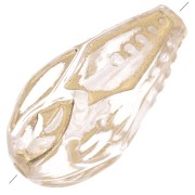 Perles poires travaillées 20x11 mm style vintage - Transparent - Doré x5|raw }}