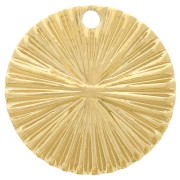 Breloque ronde effet plissé 17 mm - Acier inoxydable 304L Doré x1