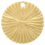 Breloque ronde effet plissé 17 mm - Acier inoxydable 304L Doré x1