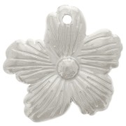 Breloque fleur striée 17x18 mm - Acier inoxydable 304L x1