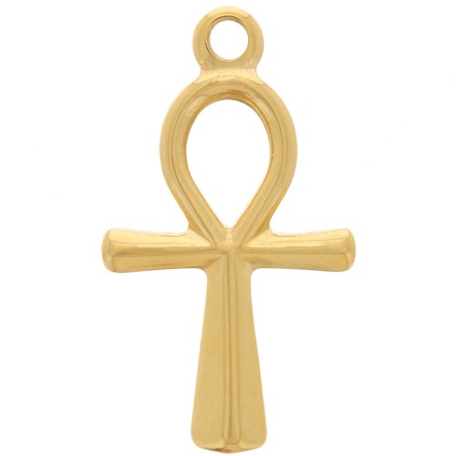 Pendentif croix égyptienne - Ânkh 23x13 mm - Acier inoxydable 304L Doré x1