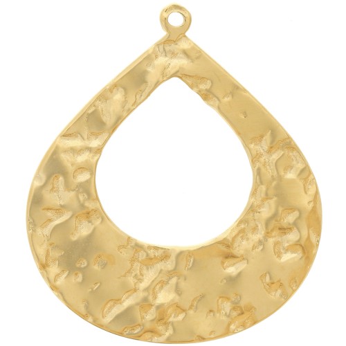 Pendentifs gouttes martelés 27x23 mm - Acier inoxydable 304L Doré x2