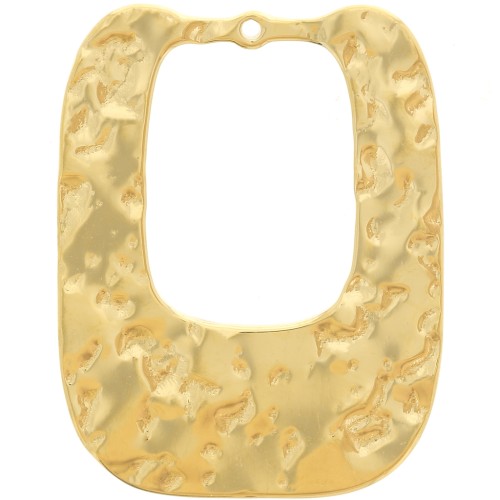 Pendentifs rectangles martelés 25x19 mm - Acier inoxydable 316L Doré x2