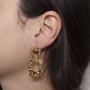 Pendentifs rectangles martelés 25x19 mm - Acier inoxydable 316L Doré x2