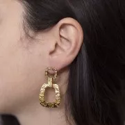 Pendentifs rectangles martelés courbés 25x22 mm - Acier inoxydable 316L Doré x2