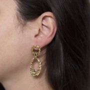 Pendentifs ovales irréguliers martelés 27x17 mm - Acier inoxydable 316L Doré x2