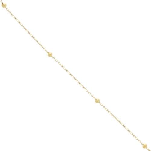 Chaîne maille Forçat avec perles rondes 3 mm - Acier inoxydable 304L Doré x50cm