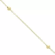 Chaîne maille Forçat avec perles rondes 3 mm - Acier inoxydable 304L Doré x50cm