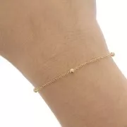 Chaîne maille Forçat avec perles rondes 3 mm - Acier inoxydable 304L Doré x50cm