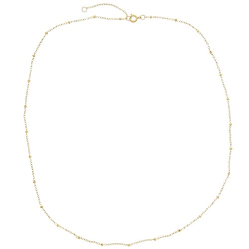 Tour de cou maille Forçat limée perles aplaties 2 mm - Acier inox 304L Doré x48cm