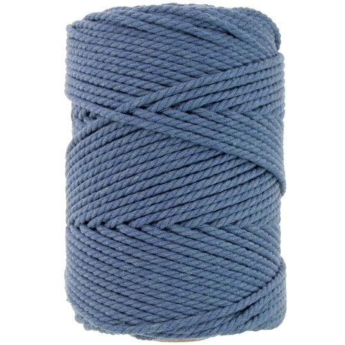 Bobine de cordon en coton pour macramé 3 mm - Bleu cobalt x100m