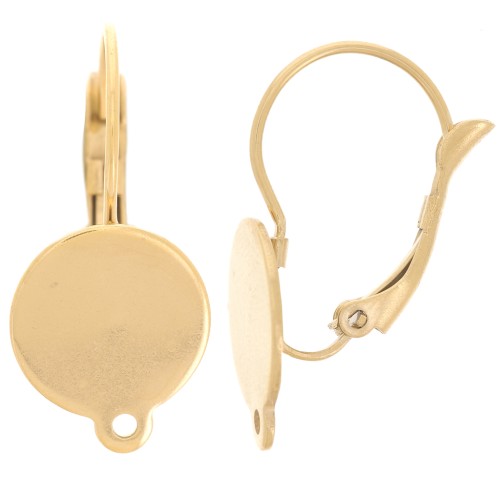 Dormeuses 25 mm pour cabochon 12 mm - Acier inoxydable 304 Doré x2