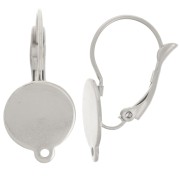 Dormeuses 25 mm pour cabochon 12 mm - Acier inoxydable 304 x2