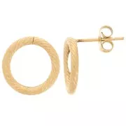 Boucles d'oreilles cercle évidé 14 mm effet torsadé - Acier inoxydable 304 Doré x2