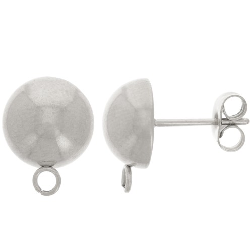 Clous d'oreilles demi-boule 10 mm - Acier inoxydable 304 x2