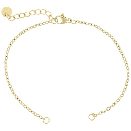 Bracelet maille Forçat limée 2 mm pour intercalaire - Acier inox 304 Doré x18cm