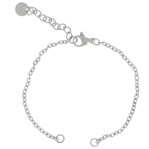 Bracelet maille Forçat limée 2 mm pour intercalaire - Acier inox 304 x15cm
