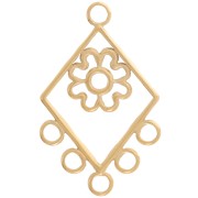 Pendentif chandelier losange 32x20 mm et 5 anneaux fermés - Acier inox 304 Doré x1